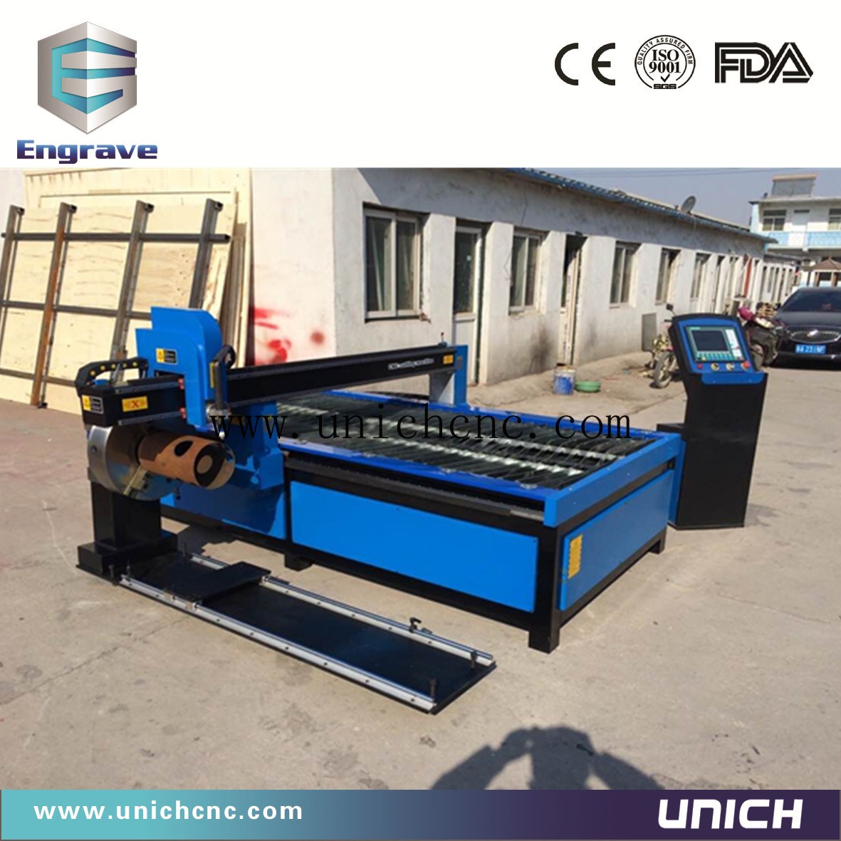 Blue color 1300*2500mm working area plasma cuttting machine with rotary